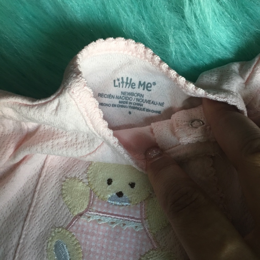 🆕 Little Me Pink Teddy Bear Footed Sleeper | Newborn | NWT - Picture 5 of 5
